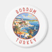 Bodrum Turkey Retro Distressed Circle Magnet (Vorne)