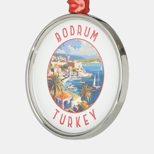 Bodrum Turkey Retro Distressed Circle Ornament Aus Metall (Links)