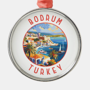 Bodrum Turkey Retro Distressed Circle Ornament Aus Metall