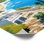 Bodrum Turkey Vintage Illustration Poster (Ecke)