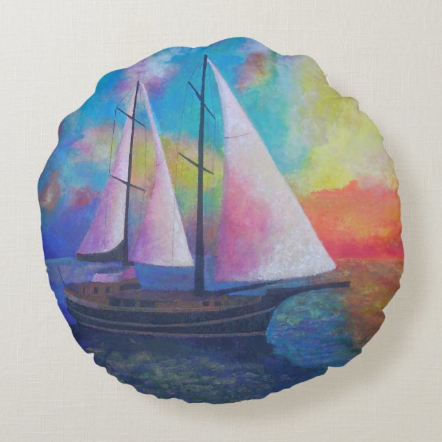 Bodrum Turquoise Coast Gulet Cruise Rundes Kissen (Rückseite)