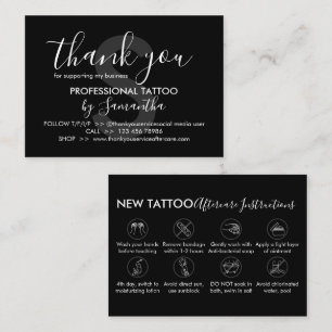 Body Art Aftercare Instructions Tattoo Vielen Dank Visitenkarte