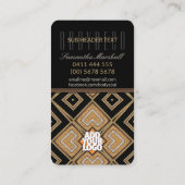 Body Art Deco Black Gold OM New Age Business Card Visitenkarte (Rückseite)
