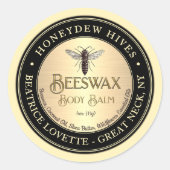 Body Balm Label Queen Bee Metallic Gold und Black Runder Aufkleber (Vorderseite)