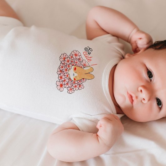 Body bébé So Cute lapin mignon et fleurs roses Baby Strampler