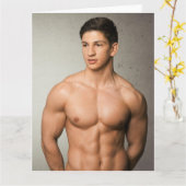 Body Builder Bulges Hot Typ Greetings Card Karte (Gelbe Blume)