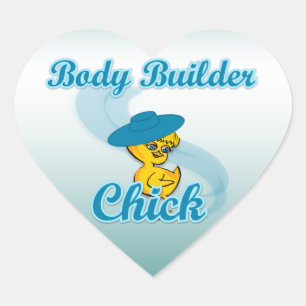 Body Builder Chick #3 Herz-Aufkleber