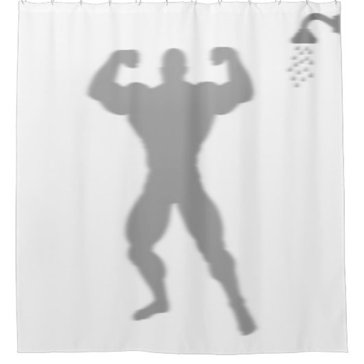 Body Builder Man Funny Silhouette Shadow Behind Duschvorhang (Vorderseite)