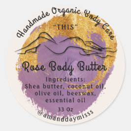 Body Butter Balm Care Packing Logo Elfenbeingold Runder Aufkleber