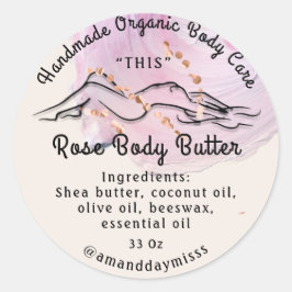 Body Butter Balm Care Packing Rose Logo Rosa Runder Aufkleber