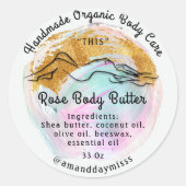 Body Butter Balm Care Packing Rose Paint Stroke Runder Aufkleber (Vorderseite)