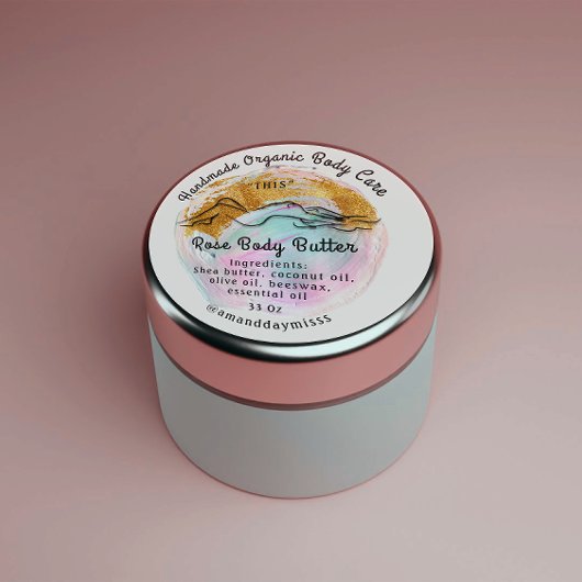 Body Butter Balm Care Packing Rose Paint Stroke Runder Aufkleber