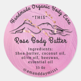 Body Butter Balm Care Packing Rose Peony Logo Runder Aufkleber
