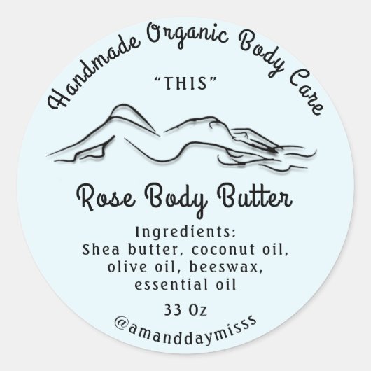 Body Butter Balm Care Packung Blaue Pastel Runder Aufkleber (Vorderseite)