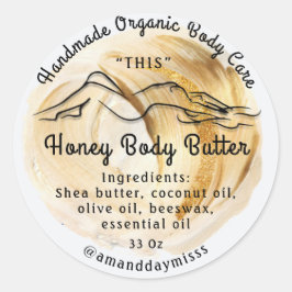 Body Butter Balm Care Packung Gold Weiß Runder Aufkleber