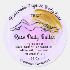 Body Butter Balm Care Verpackung Lila Schlaganfall Runder Aufkleber