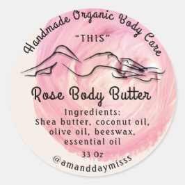 Body Butter Balm Care Verpackung Rose Peony Powder Runder Aufkleber
