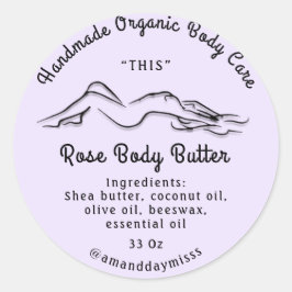 Body Butter Balm Care Verpackung Schwarz Lila Runder Aufkleber