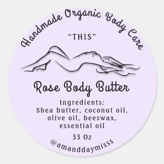 Body Butter Balm Care Verpackung Schwarz Lila Runder Aufkleber (Vorderseite)
