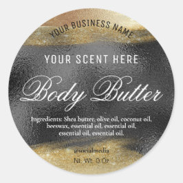 Body Butter Etiketten schwarz mit Gold Tinte Runder Aufkleber