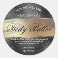 Body Butter Etiketten schwarz mit Gold Tinte