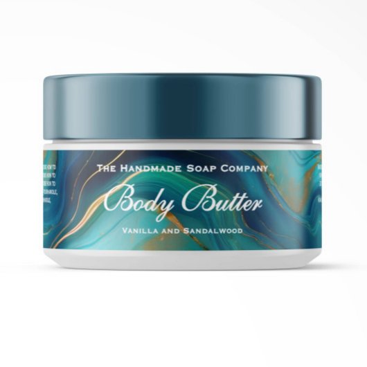 Body Butter Jar Label - Aquamarin Blue & Gold Marm