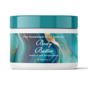 Body Butter Jar Label - Aquamariner blauer Marmor  Wasserflaschenetikett