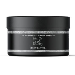 Body Butter Jar Label Black Silver Glitter