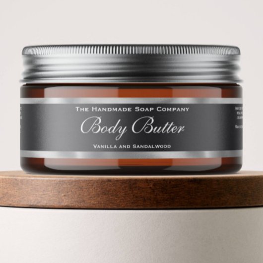 Body Butter Jar Label - Graue und Imitate Silberfo
