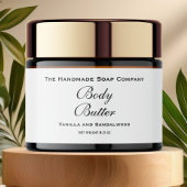 Body Butter Jar Label - Weiß mit schwarzem Text Wasserflaschenetikett