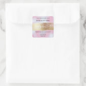 Body Butter Labels in Gold und Holografisch rosa Quadratischer Aufkleber (Tasche)