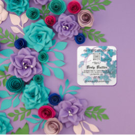 Body Butter Produktverpackung Rose Blue QR LOGO Quadratischer Aufkleber