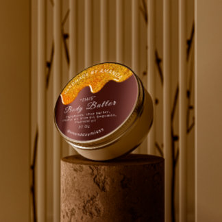 Body Butter Tropfen Produkt Verpackung Honey Brown Runder Aufkleber