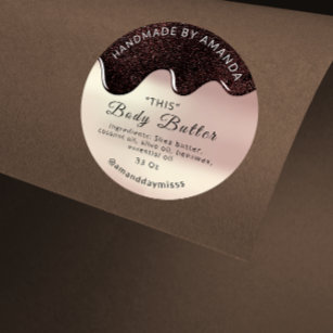 Body Butter Tropfen Produktverpackung Kaffee Rose Runder Aufkleber