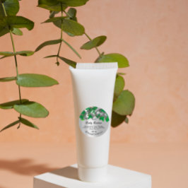 Body Butter Verpackung Grünes Holz Grau Runder Aufkleber