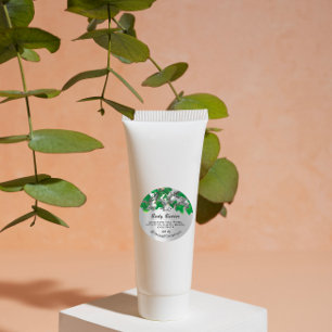 Body Butter Verpackung Grünes Holz Grau Runder Aufkleber