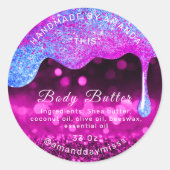 Body Butter Verpackung Pink Tropfen Kosmetik Scrub Runder Aufkleber (Vorderseite)