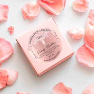 Body Butter Verpackung Rose Tropfen Kosmetik Runder Aufkleber