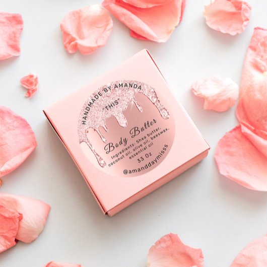 Body Butter Verpackung Rose Tropfen Kosmetik Runder Aufkleber