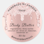 Body Butter Verpackung Rose Tropfen Kosmetik Runder Aufkleber (Vorderseite)