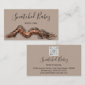Body Care Bildhauerei QRCODE Braune Rose Elegant Visitenkarte (Vorne/Hinten)