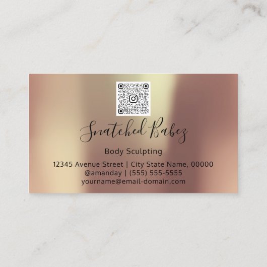 Body Care Bildhauerei QRCODE Schwarze Rose Moderne Visitenkarte (Rückseite)