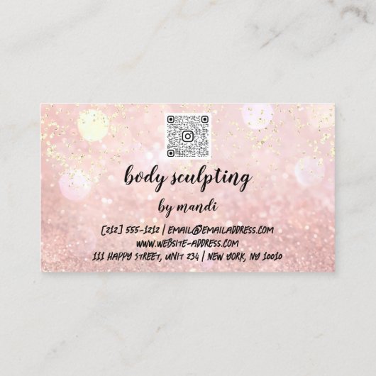Body Care Fashion Logo QR Code Bikini Rose Visitenkarte (Rückseite)