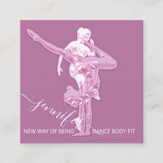 Body Fitness Dance Couch QRCODE Logo Pink Pastell Quadratische Visitenkarte (Vorderseite)