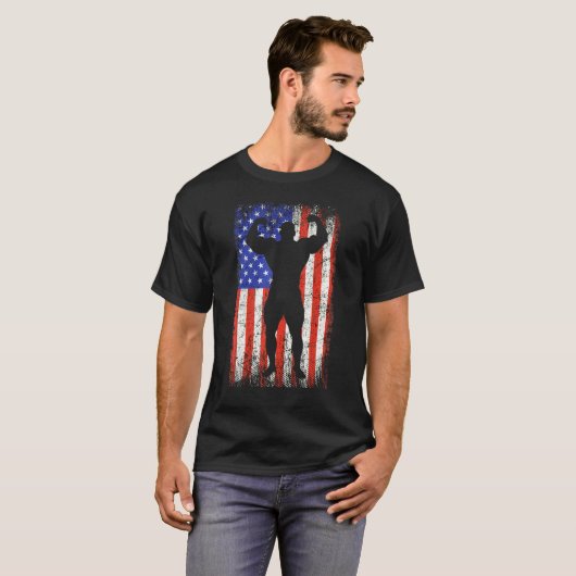 Body Gebäude American Flag Welten Strongest Man S T-Shirt (Vorne ganz)