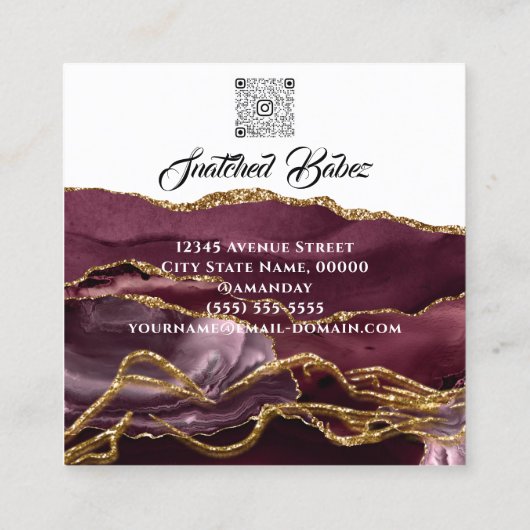 Body-Logo Massage Skulpting Glitzer Gold QRCODE Quadratische Visitenkarte (Rückseite)