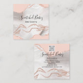 Body-Logo-Massage Skulptur Marmorblau QRCODE Quadratische Visitenkarte (Vorne/Hinten)