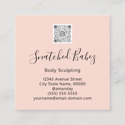 Body-Logo-Massage Skulptur QRCODE-Rose WELLNESS-CE Quadratische Visitenkarte (Rückseite)