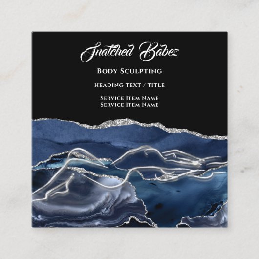 Body Logo Massage Skulptur SilverGlitter QRCODE Quadratische Visitenkarte (Vorderseite)