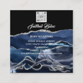 Body Logo Massage Skulptur SilverGlitter QRCODE Quadratische Visitenkarte (Rückseite)